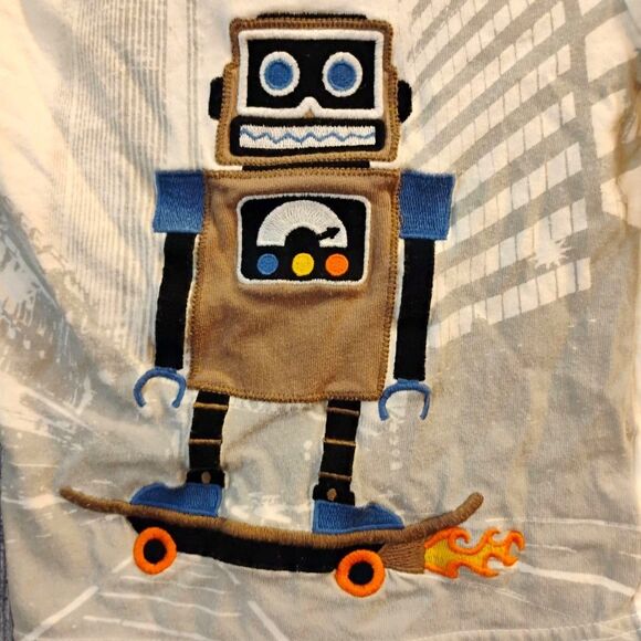 18-24m Crazy 8 Skateboard Robot Double Sleeve Toddler Long Sleeve Tee Shirt - Picture 3 of 7